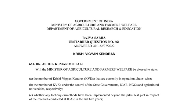 Rajya Sabha Unstarred Question No. 661| 22-07-2022