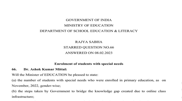 Rajya Sabha starred Question No. 66 | 08-02-2023