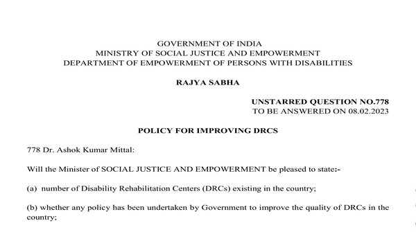 Rajya Sabha Unstarred Question No. 778 | 08-02-2023