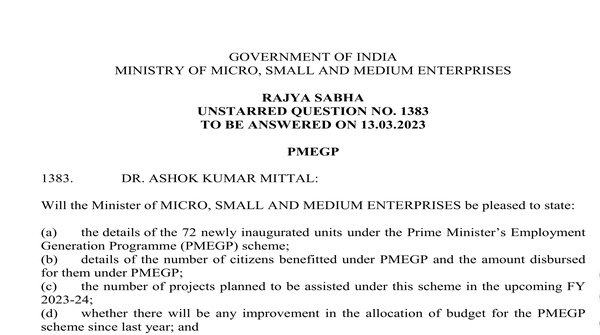 Rajya Sabha Unstarred Question No. 1383 | 13-03-2023