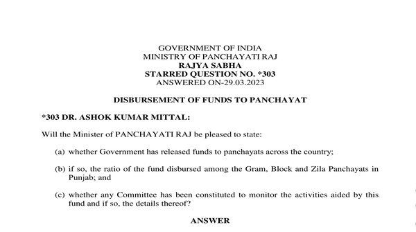 Rajya Sabha Unstarred Question No. 303 | 29-03-2023