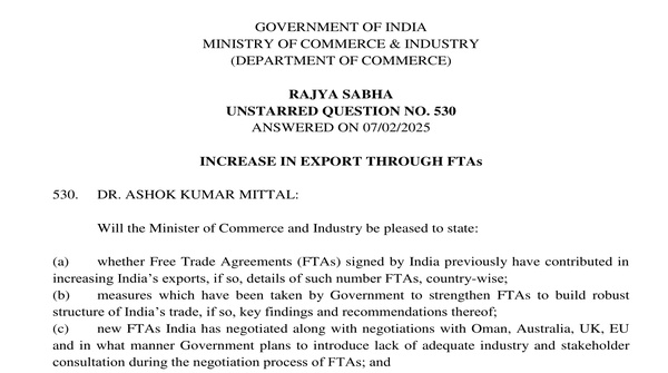 RAJYA SABHA UNSTARRED QUESTION NO. 530 | 07-02-2025