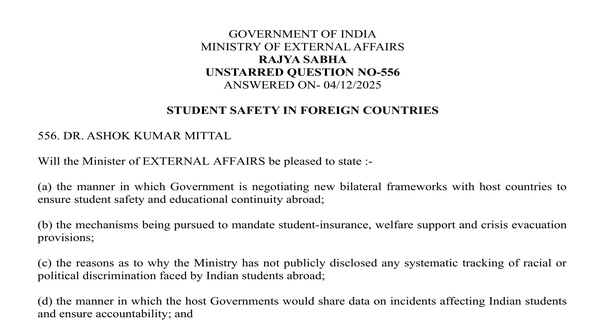 RAJYA SABHA UNSTARRED QUESTION NO. 556 | 04-12-2025